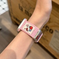 Apple Watch8Ready Strap Suitable for Apple Kt Cat Printing Magnetic Buckle Nylon Braided Strap Suita