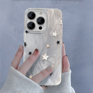 ผ้าคลุมขนนกพรีเมียม ลายดาวสีดำและทอง, ใช้ได้กับ Apple 17/16/15/11/12/13/14 Pro Max/Xs/Xr/11 Pro/11 P