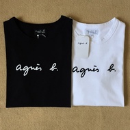 Summer style agnes b. small b pure cotton short sleeved T-shirt printed with cursive letters, versat