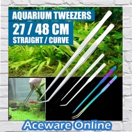 27cm / 48cm Aquascaping Tool Silver And Rainbow Stainless Steel Curved / Straight Tweezer for Aquari