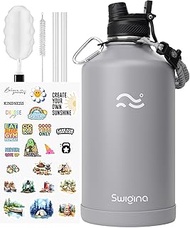 Swigina [2-IN-1 LID] Gallon Insulated Water Bottle with Silicone Boot (48hrs Cold/24hrs Hot) - DIY S