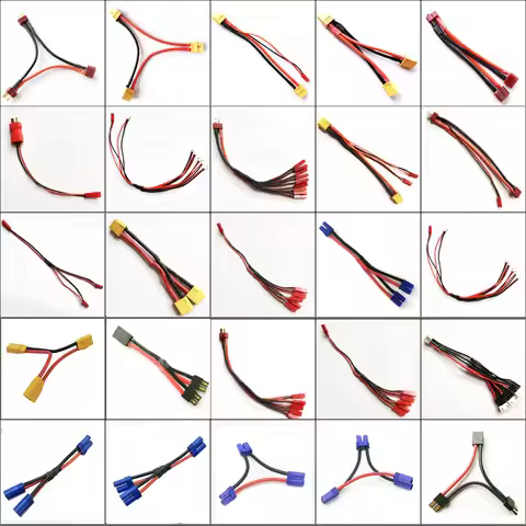 XT60 XT90T EC5 EC3 TRX JST Plug Parallel Battery Connector Cable Extension Y / O Splitter Plug Adapt
