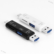 CF_Shop 5 in 1 USB 2.0 Type C / USB / Micro USB SD TF Memory Card Reader OTG Adapter