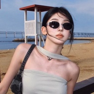 The Atmosphere Is Revealed Retro Oval Silver Edge Sunglasses Old Money Tone Y2K Cat Eye Anti-Ultravi