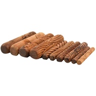 Pottery ToolsWooden Handle Rollers Clay Modeling Pattern Rollers Kit Pottery Tools Set with Assorted