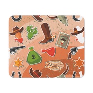 Western theme icons illustration M2 Mouse Pad