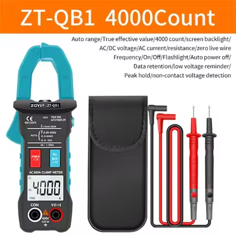 Premium ZOYI ZT-QB1 Digital Smart Clamp Meter AC 600A Multimeter 4000 Counts True RMS Mini DC/AC Vol