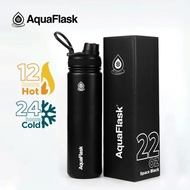 AquaFlask 22oz Space Black Wide Mouth with Spout Lid Vacuum Insulated Drinking Water Aqua Flask