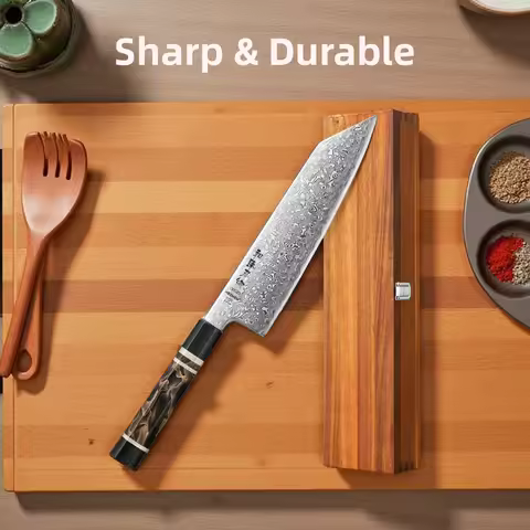 HEZHEN 8.3 Inch Bunka Knife 49 Layers ZDP-189 Damascus steel Powder Core Steel Kitchen Cook Wooden G