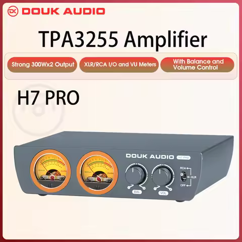 Douk Audio H7PRO HiFi Class D TPA3255 Balanced XLR Amplifier Digital Stereo Home Power Amp with VU M
