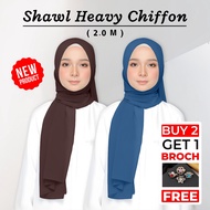 SHAWL CHIFFON KEKNIS PLAIN (HEAVY CHIFFON) 2Meter Good Quality Material (Buy 2 Free 1 Broch)