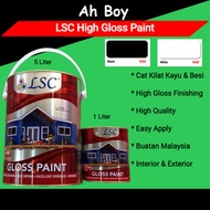 LSC High Gloss Paint ( White 9102 )/( Black 9103 ) 1L / 5L | Cat Minyak Kilat Besi Kayu | For All Me