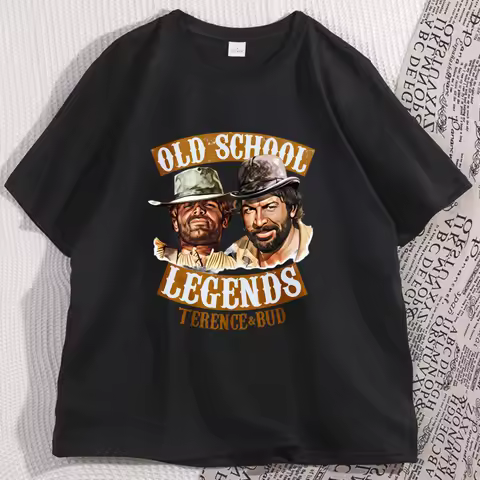 Old School Legends Bud Spencer T Shirt Man Vintage Loose Cotton Short Sleeve Round Neck Printed Tshi