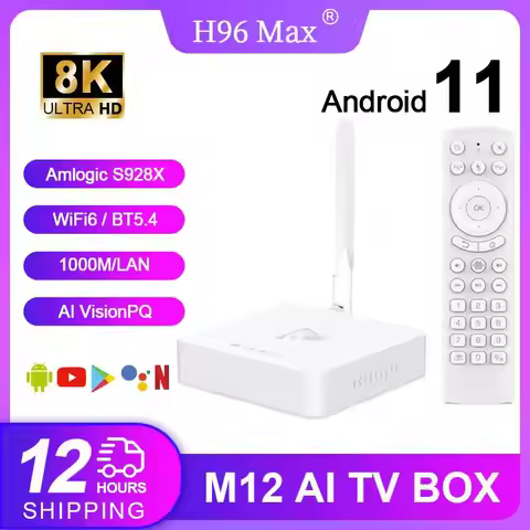 H96 Max M12 Amlogic S928X Smart TV Box Andriod11 8Kx4K@60fps Penta-core wifi6 BT5.4 AI VisionPQ 1000