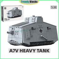 300017,A7V Heavy Tank Building Blocks 1:35 Tank Toys Gifts for Boys
