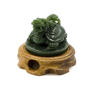 【正佳珠寶】和田碧玉 龍龜龜上背 手工雕刻 和田碧玉雕刻擺件