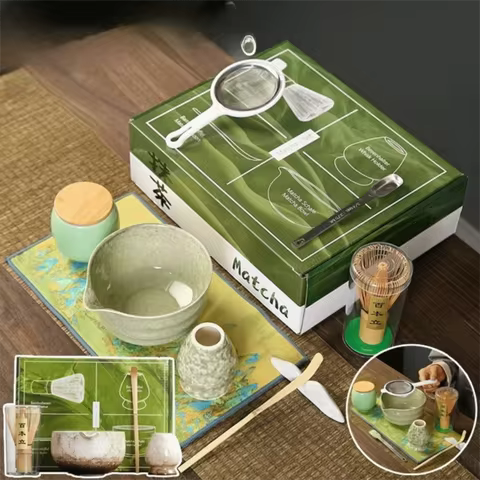 Tea Sticks Japanese Matcha Tea Set Matcha Spoon Match Bowl Matcha Whisk Set Tea-Making Tools Bamboo 