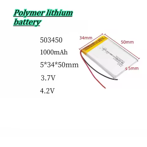 503450 1000mAh 3.7V Polymer Lithium Battery Beauty Device Earphones LED Lights Lighting E-book Long 