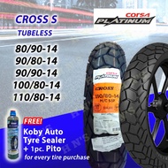 CORSA Cross S Platinum RIM 14 Tubeless Tires ( 80/90-14 , 90/80-14 , 90/90-14 , 100/80-14 , 110/80-14 ) Free Koby Tire Sealant and Pito