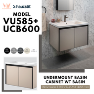 Hauzstil Vanity Undermount Basin Cabinet Double Swing Door VU585/VU785 + Free Basin UCB600/UCB800 (5 Colours)