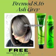 Bremod 8.16 Ash Gray/Ash Grey Fashion Color+ Bremod 12% Oxidizer 100ml FREE+Send gloves