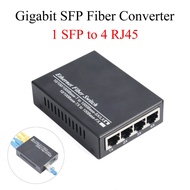 Gigabit Sfp Media Converter 1 Sfp To 4 Rj45 Transceiver 10/100/1000m Fiber Optic Switch With 3km/20k