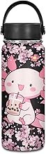 Dolyues Peach Blossom Axolotl 18 oz Kids Stainless Steel Water Bottle - Double Wall Vacuum Insulated