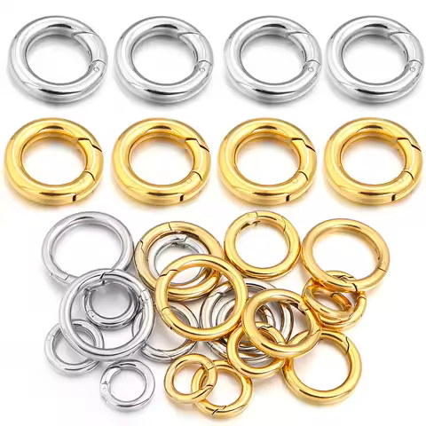 16/18/20/24/28mm Stainless Steel O Ring Spring Clasps DIY Jewelry Making Round Carabiner Keychain Ba