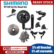 Shimano ชุด R7120 R7100 2x1ชุดจานหน้า2สปีดจักรยานเสือหมอบ R7100เปลี่ยนเกียร์ R7120 R7170ดิสก์เบรกไฮด
