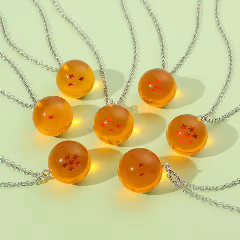 Anime 1-7 Star Necklace, Goku Ball Pendant Metal Necklace, Unisex Cosplay Accessory