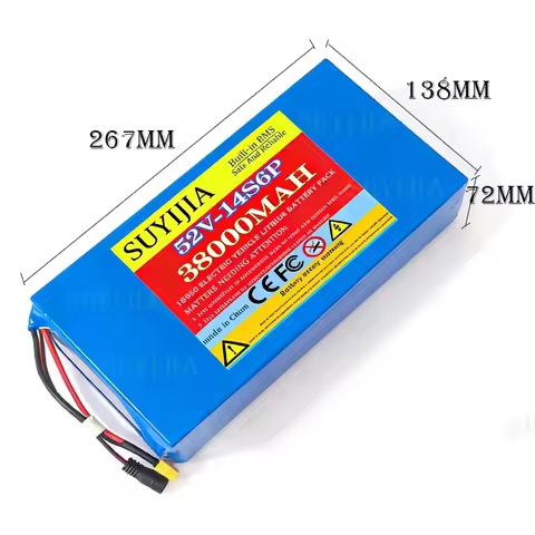 52V 38000mAh 14S6P Rechargeable Li-ion Battery Pack 1500W Citycoco Motorized Scooter Battery Built i