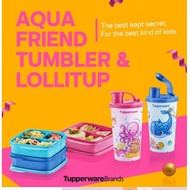 Tupperware Kids Set l Aqua Friends Tumbler 330ml And Lollitup 550ml Lunch box