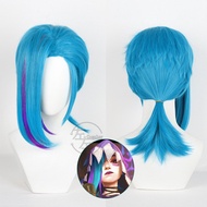 Jinx Cosplay Wig LOL Arcane Short Blue Heat Resistant Synthetic Hair