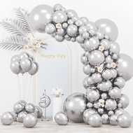 Voircoloria 130pcs Metallic Silver Balloons Different Sizes 18" 12" 10" 5" Chrome Silver Balloon Gar