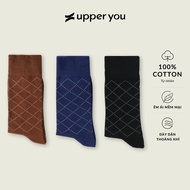 Tất Vớ Giày Tây Cổ Cao Sọc Chéo UPPER YOU Cotton Tự Nhiên Dày Dặn Êm Ái Thoáng Khí Khử Mùi - BSM4002