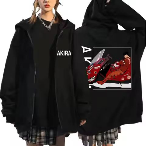 Japan Anime Akira Zipper Hoodies Harajuku Manga Science Fiction Movie Shotaro Kaneda Cardigan Sportw