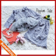 Pepplum Tulle Modern Baju Pesta Brokat Brukat Peplum Anak Perempuan &amp;