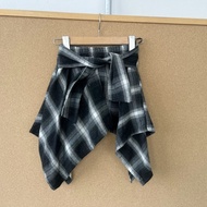 West 4-79 Has SparklingChildren Contrast Color Plaid Summer Lace-Up Letter Diamond Irregular Skirt Z