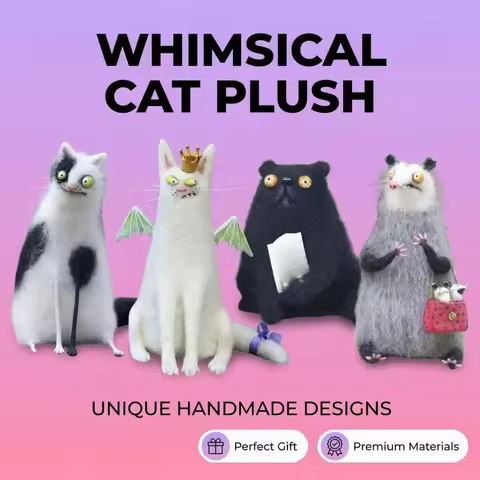 Handmade Wool Felt Miniature Animals Unique Cartoon Creature Dolls Quirky Toys Home Decor Party Favo