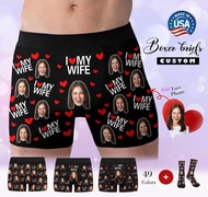 Personalized Face Boxer Briefs Custom Text I Love Wife on Underwear Anniversary Gift CRR2.my