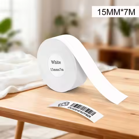 1 Roll 15mmx7m White Continuous Label Tape Waterproof Adhesive Printer Sticker Replace for Marklife 