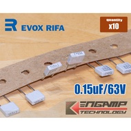 (10 Pcs) [F-CAP] 0.15uF/63V 150nJ63V EVOX MMK5 5% 2.4x7.2 H=6.5mm P=5mm