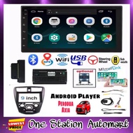 ANDROID PLAYER WITH PERODUA AXIA PLAYER CASING , PLUG AND PLAY SOCKET , CAMERA COMPLETE SET T3L IPS 