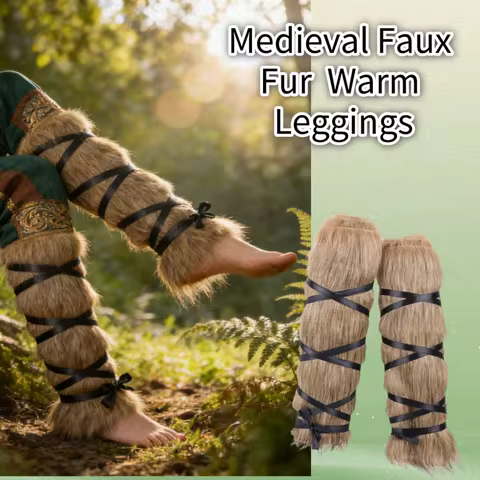 Medieval Imitation Fur Warm Leggings Furry Leggings Boots Cosplay Vikings Knight Dress Up Foot Cover
