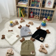 DEER HAT BABY KNITTED HAT WITH DEER EAR MOTIF (KUJANG)