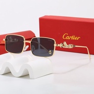 Cartier Cheetah logo vintage square frame sunglasses, luxurious face-enhancing sunglasses, high-end 