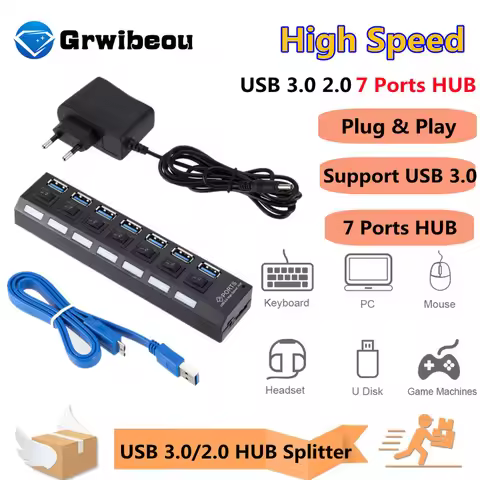Usb Hub 3.0 Hub Usb Splitter Several Ports Multi Usb Hub 3.0 Hab power Adapter Extensor Computer Acc