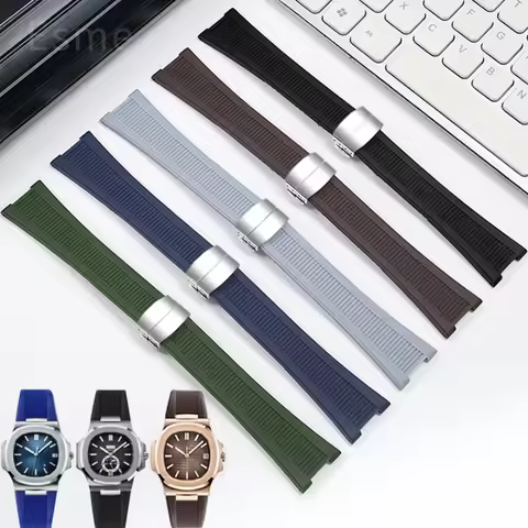 For Patek Philippe Nautilus Watch Strap 5711/5712/5726 Special Concave Interface Waterproof Silicone
