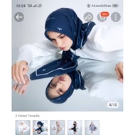 MANDJHA HIJAB IVAN GUNAWAN FASHION QUEENIE NAVY MOTIF SCARFOriginal, PRODUCTION WHITE, GREY, BLACK &