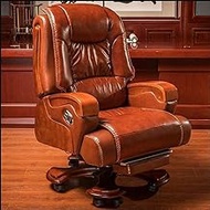 SMLZV High-Back Leather Executive Swivel Adjustable Swivel Office Desk Chair with Armrests Lumbar Support Desk Ergonomic Chair Office Chair Reclining Swivel Chair Computer Real Leather